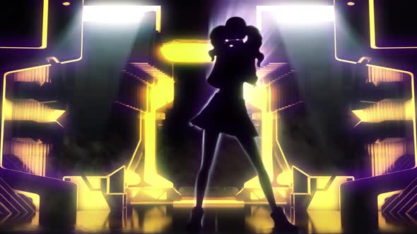 3D Animation Silhouette K Pop Dancer In Lighting Stage