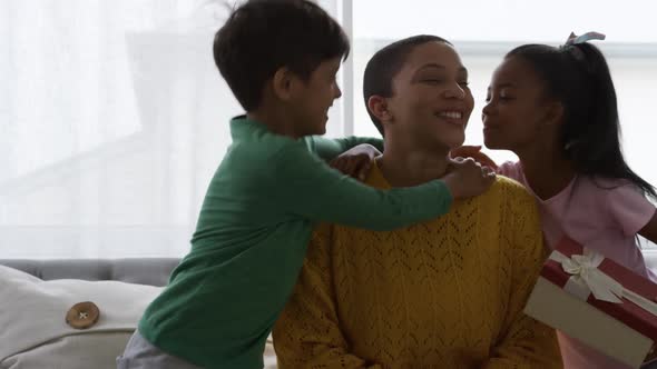 Family enjoying free time at home