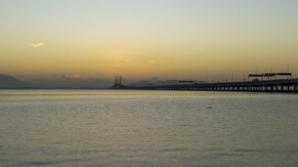 Timelapse sunrise over penang Bridge