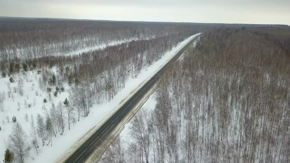 Aerial View of Car in the Road 