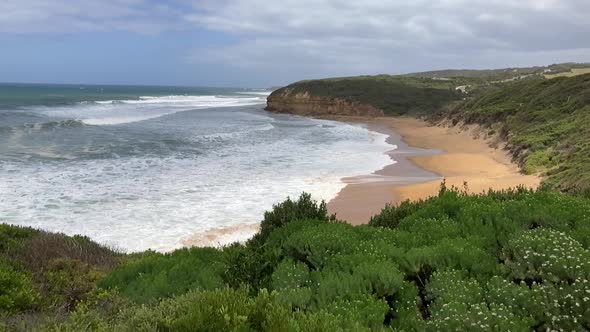 SLOW MOTION Rough Seas At Empty Bells Beach, Australia