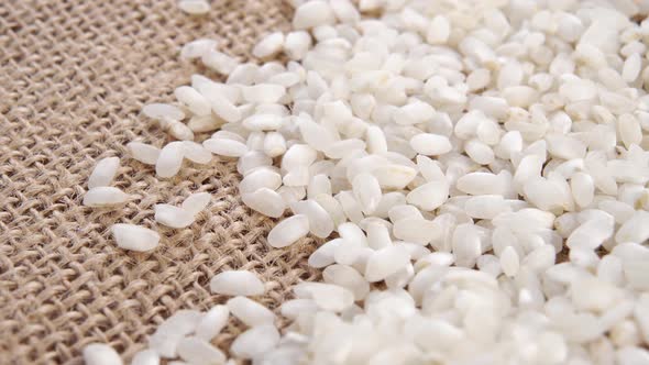 Uncooked dry white rice. Macro