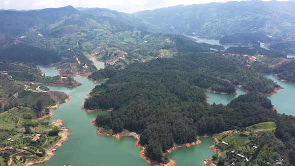 The Lake of Guatape from Rock of Guatape, Colombia.