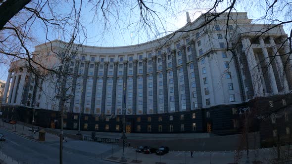 Government Building of Ukraine in Kyiv  Cabinet of Ministers Slow Motion