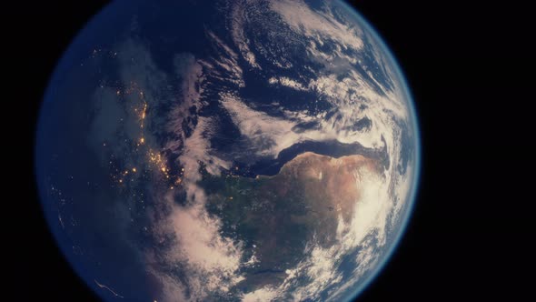 Planet Earth Globe View From Space Showing Realistic Earth Surface and World Map