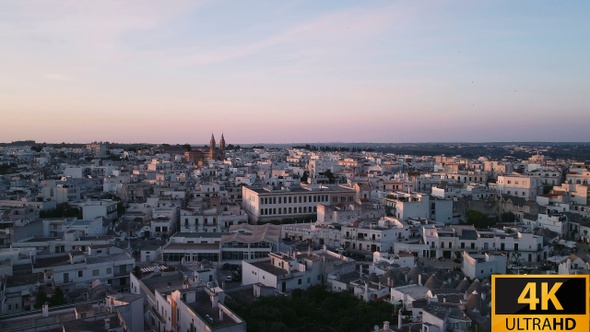 Pedestal Shot Over A White Town