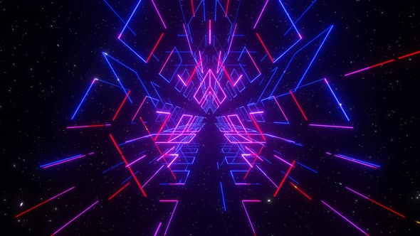 Endless Futuristic Space Tunnel with Neon Lights