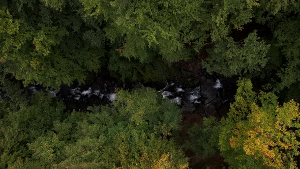 Aerial View of Waterfall Shipit in Ukrainian Carpathian Mountains