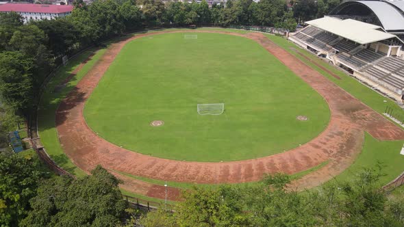 Aerial view of traditional soccer field in Indonesia