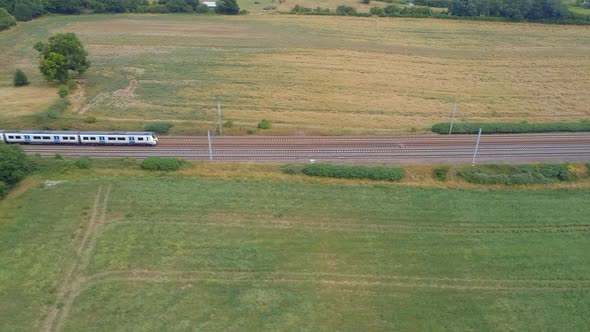 High Level View of a Commuter Train in the UK