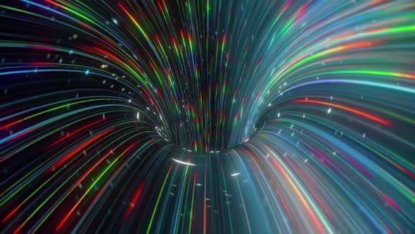 Flying Through Wormhole Looped Scifi Digital Animation