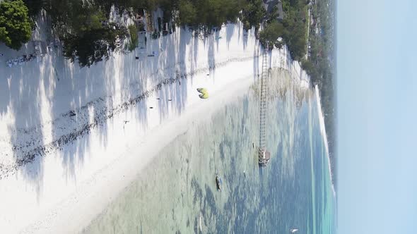 Zanzibar Tanzania  Vertical Video of the Ocean Near the Coast Slow Motion