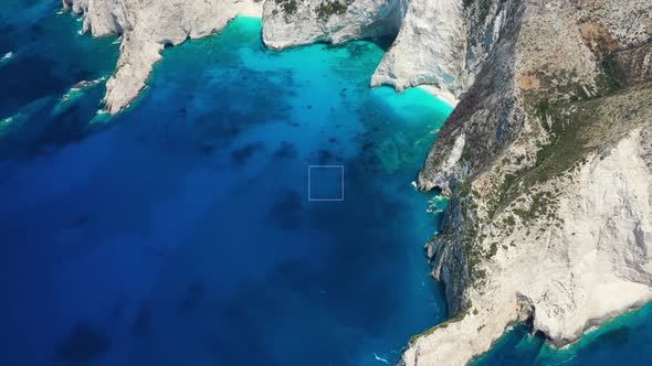 Greece landscape. Aerial seascape at the day time. Bay and rocks.