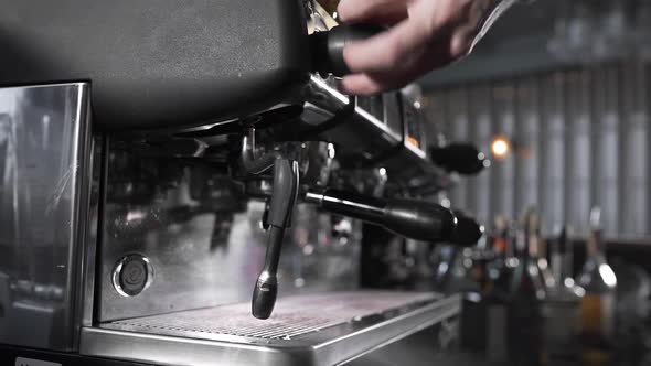 Steaming Coffee Machine, Making of Capuccino and Latte,milk Foam, Coffee with Milk, Barista Makes