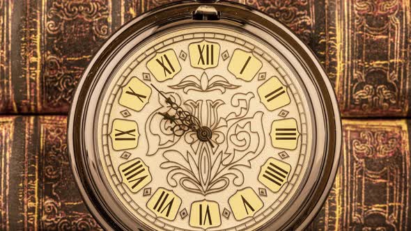 Antique Clock Dial Close-up. Vintage Pocket Watch.