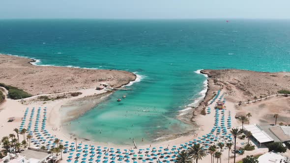 Drone View of Sandy Bay Vathia Gonia Beach in Ayia Napa