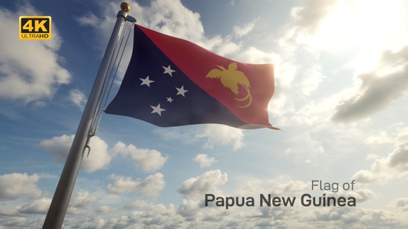 Papua New Guinea Flag on a Flagpole - 4K