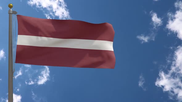 Latvia Flag On Flagpole