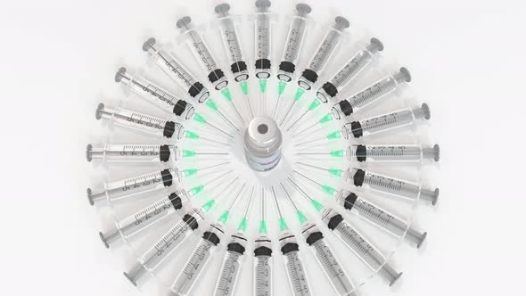 Vial with Zika Virus Vaccine and Syringes