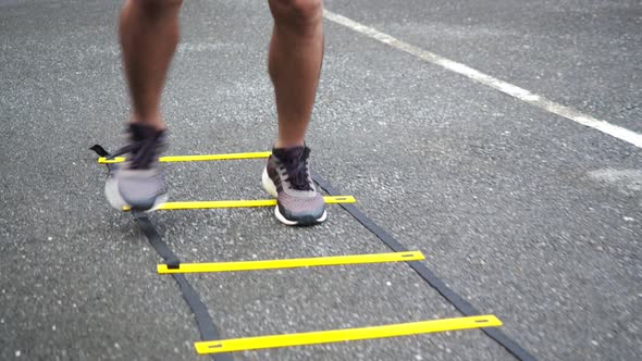 Athlete exercise training outdoors in the public park concept.