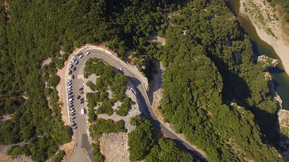 Aerial travel drone view of Tarn River, Southern France.