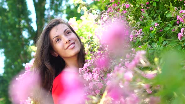 Spring Woman in Flower Park