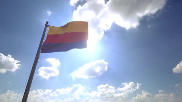 North Holland Flag (Netherlands) on a Flagpole V4