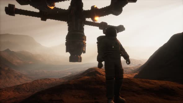 Astronaut Walking on an Mars Planet