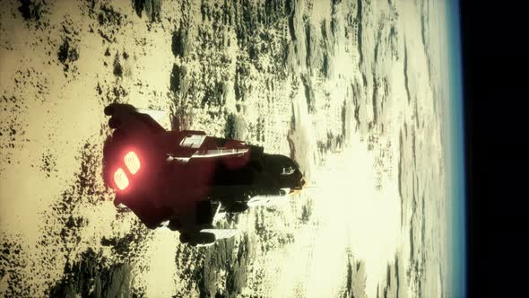 Big Spaceship on the Earth Orbit. Elements Furnished By Nasa alt