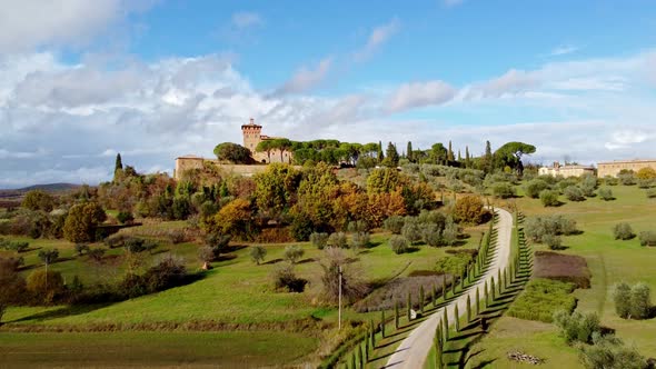 Typical Rural Fields and Landscape in Tuscany Italy