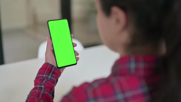 Indian Woman Using Smartphone with Green Screen