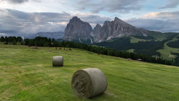 Beautiful cloudy day in the Dolomites mountains