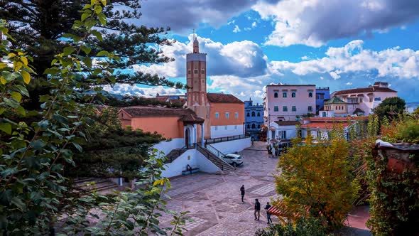 Aerial Timelapse View of the Beautiful Chefchaouene Town in Morocco