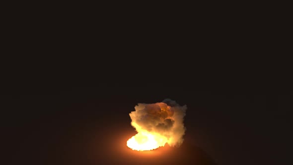 3D Animation . Rising Fire From The Funnel, Burning Chemical 