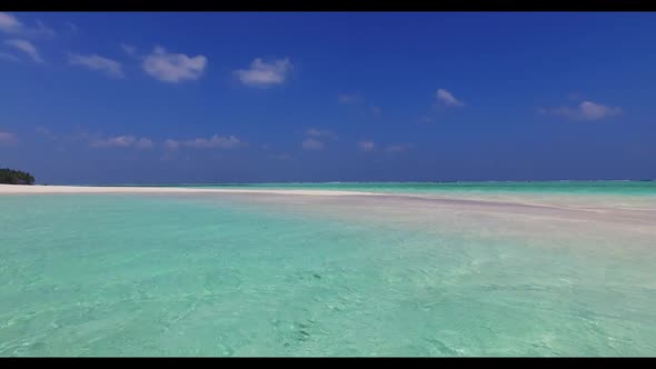 Aerial flying over tourism of perfect coast beach break by blue sea with white sand background of a 