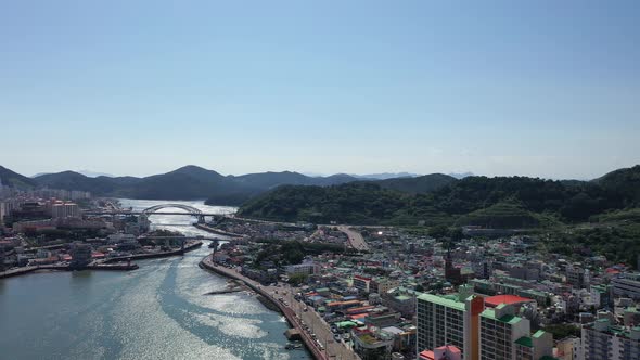 4K Aerial Drone Footage View of Tongyeong Port