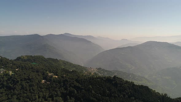 Pelling in India in the state of Sikkim seen from the sky