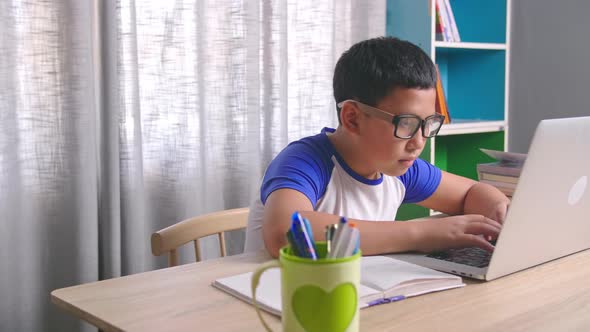 Asian Boy Using Computer