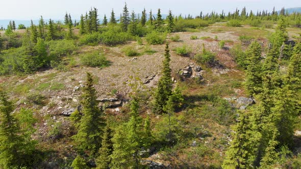 4K Drone Video of Rocky Cliffs of Wickersham Dome in the White Mountains of Alaska on Sunny Summer D