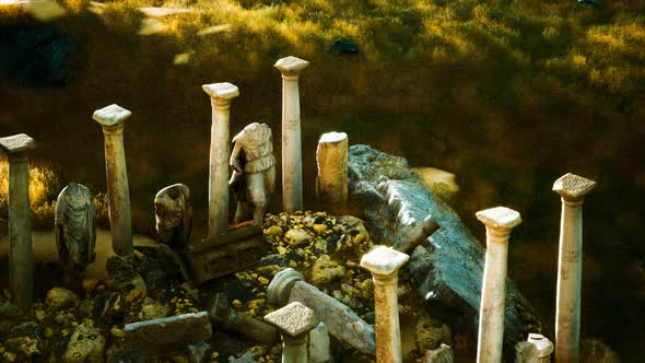 Old Roman Temple Ruins at Sunset alt