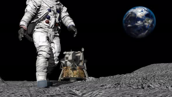 Astronaut Walking on the Moon