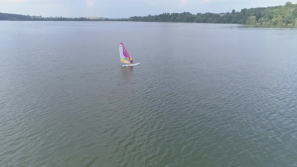 Aerial view of windsurfer