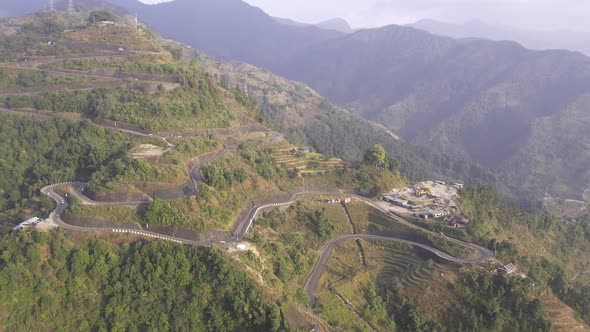 Aerial view of the Banepa Bardibas, BP Highway from aerial view in Nepal