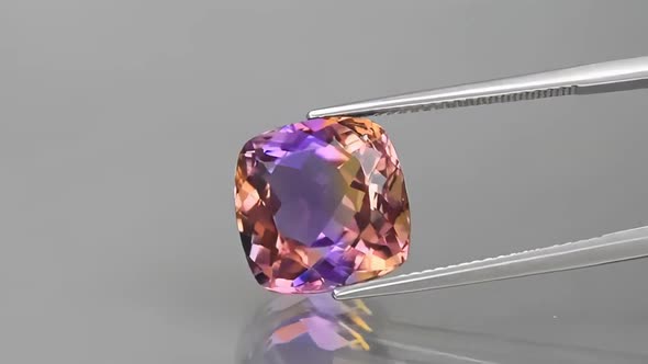 Ametrine Cushion Cut Natural Gemstone Octagon Shape Isolate on White Background