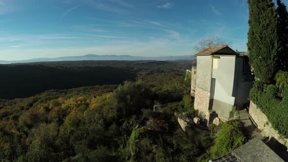 Aerial view of buildings on top of the mountains