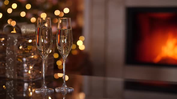 Champagne and Fireplace
