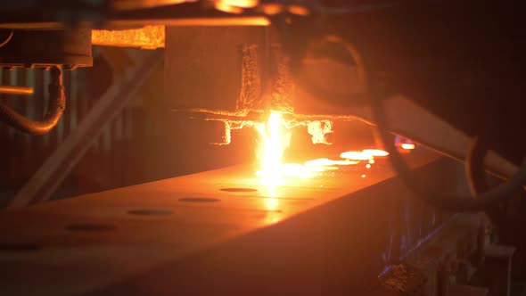 Process Pouring Molten Metal for Parts Formation at Metallurgical Plant