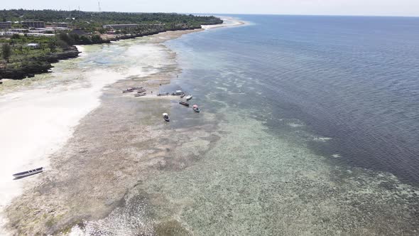 Ocean Low Tide Near the Coast of Zanzibar Island Tanzania