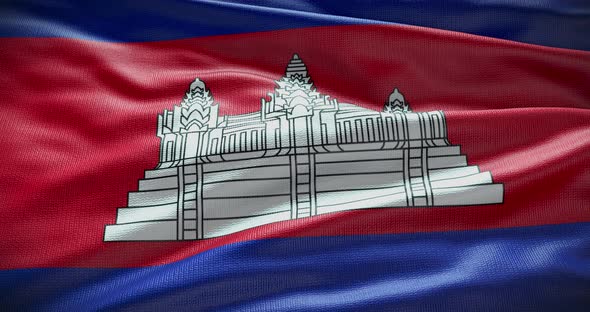 Cambodia flag waving loop