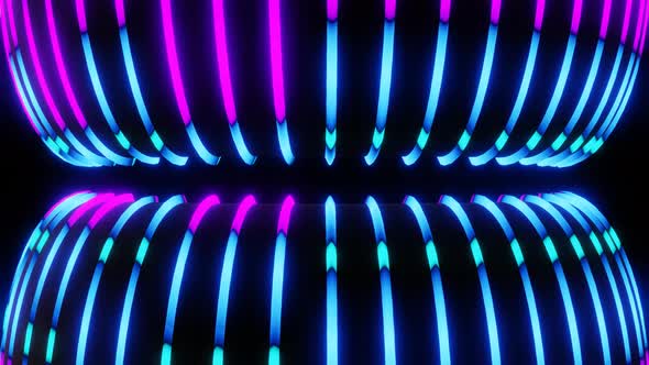 Abstract Purple and Blue Led Neon Rotating Pipes Vj Loop Animation 3d Render